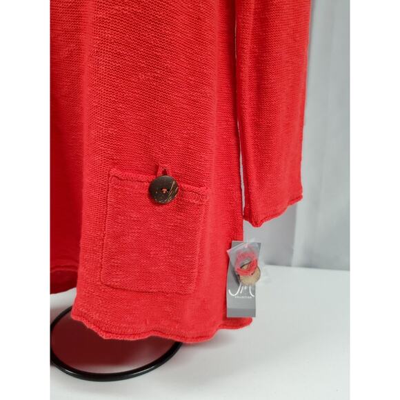 JM Collection Womens Fresh Take Red 3/4 Sleeve Sweater Loose Fit Size M NEW - Picture 2 of 14